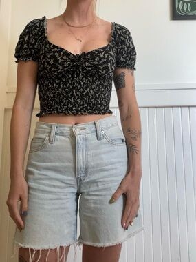 Black Floral Women's Top